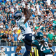 Corey Davis catches the game-winning touchdown in overtime in the Titans win over the Eagles on Sunday.